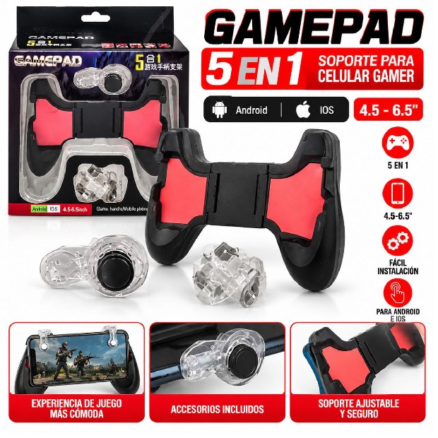 &u+ JOYSTICK GATILLOS GAMER 5 EN 1 (556)